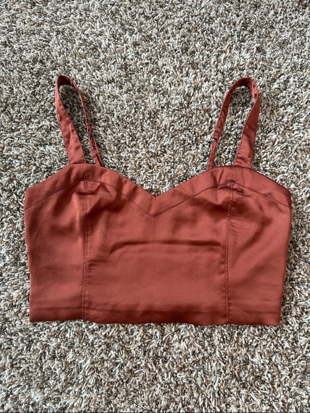 Abercrombie & Fitch Orange Rust Red Satin Crop Bustier Tank Top Size Medium